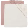 Image de Jollein Lot de 2 draps-housses en jersey - Pour berceau - Rose sauvage/ivoire - 40/50 x 80/90 cm - Drap-housse en coton - Certifié Oeko-Tex