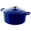 Image de BK Cookware Bourgogne Poêle à frire 24 cm/ 4,2 L en fonte émaillée, couvercle anti-goutte, convient pour induction/four, passe au lave-vaisselle, bleu royal