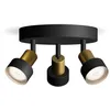 Image de Philips Conduit Spot - Plafondspot met drie lichtpunten - Zwart met goud design - GU10 LED fitting - Ronde basisplaat