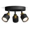 Image de Philips Niall Spot - Plafondspot met drie lichtpunten - Zwart met goud design - GU10 LED fitting - Ronde basisplaat