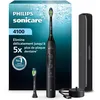 Image de Philips Sonicare série 4100   Brosse à dents électrique sonique, capteur de pression, 4 réglages, EasyStart, SmarTimer, 21 jours d’autonomie, étui de voyage, coloris noir, modèle HX4044/52, [Nouveau]
