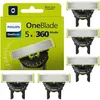 Image de Philips Genuine OneBlade 360 lames de remplacement, pour rasoir électrique OneBlade et coupe-cousue, pack de 5, modèle QP450/50