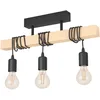 Image de EGLO Lampe de plafond TOWNSHEND 3, plafonnier vintage à 3 flammes au design industriel, suspension rétro en acier et en bois, noir, marron, certifié FSC, douille E27