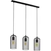 Image de EGLO Suspension luminaire Roccamena, plafonnier suspendu à 3 lampes, lustre salon et salle à manger, métal noir, style industriel, douille E27, 73 cm
