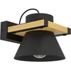 Image de EGLO Applique murale Maccles, FSC100HB, lampe pour salon, chambre et couloir, luminaire intérieur en métal noir et bois naturel, douille E27