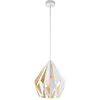 Image de EGLO Lustre CARLTON 1, 1 suspension à flamme vintage, lampe suspendue rétro en acier, couleur : blanc, jaune miel, douille : E27, Ø 31 cm