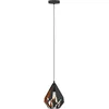 Image de EGLO Suspension luminaire Carlton 1, lustre vintage en acier Noir et cuivre, lampe suspendue rétro, douille E27, Ø 20,5 cm