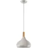 Image de EGLO Suspension Sabinar, luminaire en acier et bois, lampe suspendue en argent brossé et marron, douille E27, Ø 28 cm