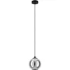 Image de EGLO Suspension luminaire Ariscani, lampe de plafond suspendue, lustre salon ou salle à manger en métal noir et verre fumé noir transparent, douille E27, Ø 20 cm