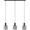 Image de EGLO Suspension Gorosiba, lampe à 3 flammes, verre fumé noir, métal douille