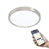Image de EGLO connect.z Plafonnier LED connecté Fueva-Z, Ø 28,5 cm, lampe de plafond ZigBee pour salle de bains, contrôlable par appli et commande vocale, blanc chaud - froid, dimmable, nickel-mat, IP44