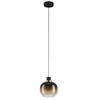 Image de EGLO Suspension Oilella 1 flamme, verre fumé, métal noir-brun et laiton