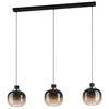 Image de EGLO Suspension Oilella 3 flammes verre fumé pour table à manger, métal