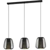 Image de EGLO Suspension luminaire Curasao, lustre chambre à 3 flammes, plafonnier salon ou salle à manger en métal et textile Noir, intérieur doré, douille E27