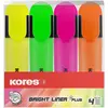 Image de Kores - Bright Liner Plus : Surligneurs Fluorescents de Couleur, Pointe Biseautée et Encre à Base d'Eau, Forme Ergonomique, Fournitures Scolaires et de Bureau, Paquet de 4 Couleurs Assorties