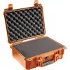 Image de Peli Lot de 1450 valises résistantes aux chutes pour équipements sensibles IP67 étanche à l'eau et à la poussière 15 l - Fabriqué en Allemagne - Avec insert en mousse (adaptable) - Orange 1450-000-150E - Avec mousse/orange M