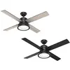 Image de HUNTER Fan 50425 Loki Ventilateur de plafond d'intérieur avec éclairage et télécommande, 4 pales réversibles en chêne gris clair et noir mat, idéal pour l'été ou l'hiver, 132 cm