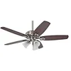 Image de Hunter Fan 50561 Builder Plus Ventilateur de plafond avec Eclairage Acier 65 W Nickel Brossé 132 cm