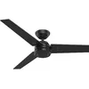 Image de HUNTER FAN Protos, 132 cm, Ventilateur de plafond pour intérieur/extérieur avec contrôle mural, finition noire mate, 3 pales réversibles à rayures noires mates et gris noix, modèle 50624