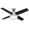 Image de Hunter Fan 50628 Dante 112 cm Ventilateur de Plafond Nickel Brossé avec Système d'Éclairage et Télécommande
