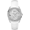 Image de Guess W0627L4 Montre analogique à quartz pour femme avec bracelet en cuir, blanc/argenté, Classique