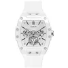 Image de Guess Phoenix GW0203G2 Montre à quartz analogique pour homme avec bracelet en silicone, blanc, Sangle