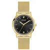 Image de Guess Chandler GW0974G2 Montre pour homme en acier inoxydable avec bracelet en acier inoxydable Doré 3 barres Cadran noir 40 mm