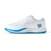 Image de Wilson Rush PRO ACE Chaussures de tennis pour homme, blanc/bleu atomique, pointure 46, Blanc, blanc, bleu atomique, 44.5 EU