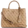 Image de GUESS Meridian Girlfriend Satchel Cartable avec poignées supérieures pour femme, Logo latte, Einheitsgröße