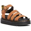 Image de Dr. Martens Sandales plateforme avec lanières, cuir marron clair, semelle épaisse noire, boucle réglable, Marron (Desert Brown), 40 EU