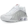 Image de Nike Shox R4, Chaussures d'Athlétisme Femme, Multicolore White White Metallic Silver Max Orange 000, 38.5 EU