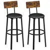 Image de VASAGLE Chaises de Bar, Lot de 2, Tabourets Hauts, Sièges Rembourrés, 39 x 39 x 100 cm, Repose-Pieds, Montage Facile, Style Industriel, pour Cuisine, Salle à Manger, Marron Rustique et Noir LBC069B81