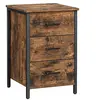 Image de VASAGLE Table de Chevet 3 Tiroirs, de Nuit, d'Appoint - Chambre, Salon - 40 x 40 x 60 cm - Style Industriel - Marron Rustique et Noir LET509B01