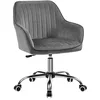 Image de SONGMICS Chaise de Bureau avec Surface en Tissu Velours, Fauteuil pivotant, Siège Ergonomique, Rembourrage en Mousse, Hauteur réglable, Gris Clair OBG012G01
