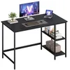 Image de VASAGLE Bureau avec Rangement, Table d’Ordinateur, avec 2 Étagères Réversibles,120 x 60 x 76 cm, Poste de Travail, pour Télétravail, Salon, Cadre en Acier, Style Industriel, Noir Boisé LWD047B16