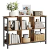 Image de VASAGLE Bibliothèque, Étagère, 6 compartiments, pour bureau, salon, chambre à coucher, 120 x 33 x 80 cm, design industriel, marron rustique et noir LLS104B01