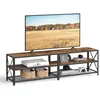 Image de VASAGLE Meuble TV, Support TV pour Télévision jusqu'à 75 Pouces, Table de Salon, avec Étagères de Rangement, Cadre en Acier, pour Salon, Chambre, Marron Rustique et Noir LTV096B01