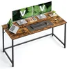 Image de VASAGLE Bureau d'Ordinateur, Table, 60 x 135 x 76 cm, pour Bureau, Chambre, Salon, Cadre en Métal, Marron Rustique et Noir d'encre LWD043B01