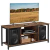 Image de VASAGLE LTV060B01 Meuble TV pour TV Jusqu’à 152 cm (60"), avec étagères Ouvertes, Console TV pour Salon, Salle de Divertissement Marron Rustique/Noir