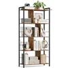 Image de VASAGLE Bibliothèque, étagère de salon à 5 étages, étagère de rangement industrielle avec compartiments ouverts pour bureau à domicile, chambre à coucher, style industriel, marron rustique et noir