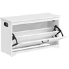 Image de VASAGLE Banc à chaussures pour entrée avec porte pliante, séparateur intérieur réglable, avec poignées latérales découpées, 80 x 30 x 46 cm, blanc LHS120T10