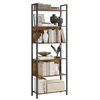 Image de Bibliothèque VASAGLE, étagère avec 6 étagères, bibliothèque, structure en acier, pour salon, couloir, bureau, style industriel, marron rustique et noir LLS113B01