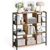 Image de VASAGLE Étagère de rangement 3 étages avec 9 compartiments, étagère de rangement en cube pour salon, bureau, couloir, cuisine, 100 x 30 x 103,1 cm, marron rustique et noir LLS112B01