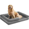 Image de Feandrea Panier pour Chien Orthopédique, Canapé, Lit pour Animaux, Rembourrage Moelleux, Bords Rehaussés, Housse Amovible et Lavable, 106 x 76 x 18 cm, Antidérapant, Gris Clair PGW077G02V1