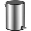 Image de SONGMICS Poubelle de salle de bain, 3 litres, petite poubelle avec couvercle, fermeture silencieuse, seau intérieur amovible en plastique, pour salle de bain, bureau, acier, argent métallisé LTB011E01