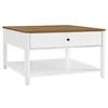 Image de VASAGLE Table Basse Salon Table Canapé 2 Grands Tiroirs avec Pieds Grand Espace de Rangement Style Marin 80 x 80 x 45 cm pour Salon Marron Noyer Blanc LCT207T14