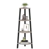 Image de VASAGLE LLS034M01 Étagère d'angle à 4 niveaux pour salon, bibliothèque ou support de plantes, mobilier d'appoint industriel, gris et noir