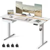 Image de VASAGLE Bureau Électrique Réglable en Hauteur, Bureau Assis-Debout, Surface 140 x 60 x (72-120) cm, Réglable en Continu, Fonction Mémoire de 4 Hauteurs, Blanc LSD114W01