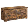 Image de VASAGLE LSB061T01 Coffre de rangement rustique à 2 charnières de sécurité, convient comme banc, rangement pour chaussures/couvertures, pour couloir, chambre, salon, 40 x 100 x 46 cm, marron rustique