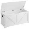 Image de VASAGLE Banc à Chaussures Banc de Rangement Coffre de Rangement 2 Charnières de Sécurité Armoire de Rangement Style Grange 40x100x46cm pour Couloir, Chambre, Salon, Blanc LSB060T14